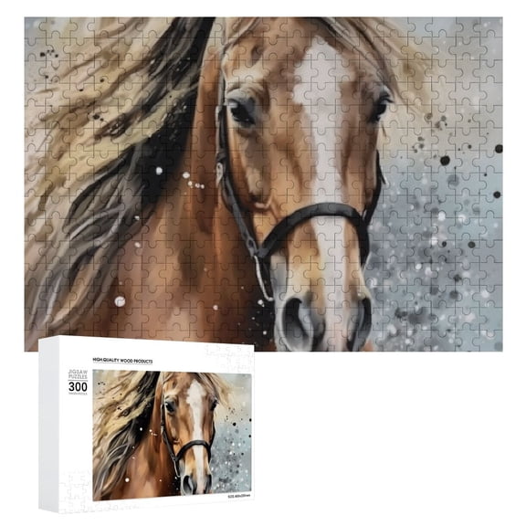 JRXY Horse Wooden Jigsaw Puzzle | Impossible Wooden Puzzles | Gift for Family Friends 300 PCS