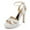 Ivory, variant on XYD Women Bejeweled Crossed Straps Open Toe Platform Sandals Block High Heels Ankle Wrap Party Wedding Shoes Size 8 Platino