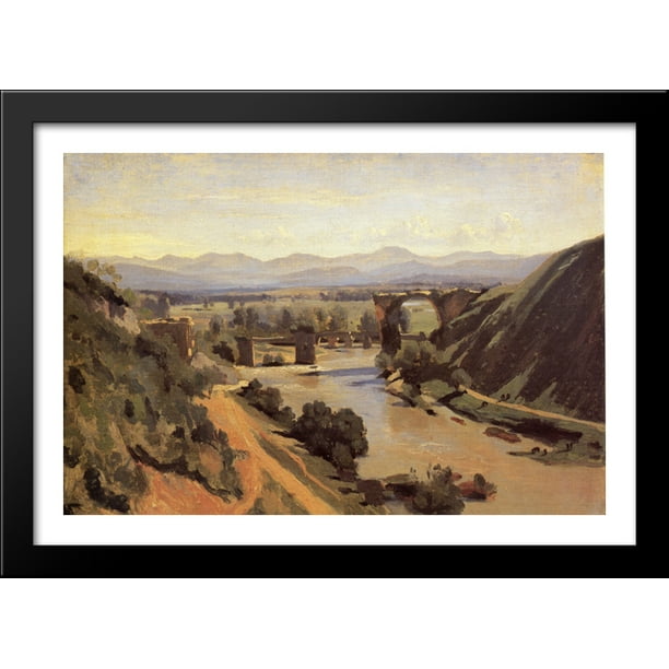 The Augustan Bridge At Narni 40x28 Large Black Wood Framed Print Art By Jean Baptiste Camille Corot Walmart Com Walmart Com