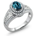 thumbnail image 4 of Gem Stone King 1.36 Cttw London Blue Topaz Engagement Ring for Women | 925 Sterling Silver | Oval 6X4MM | Gemstone Birthstone | Available in Size 5, 6, 7, 8, 9, 4 of 6