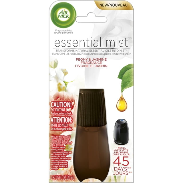 Air Wick Essential Mist Fragrance Oil Diffuser Refill, Peony & Jasmine, 1 Count, Air Freshener