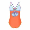 thumbnail image 6 of pstuiky Bathing Suit, Women One Piece Swimsuit Deep V Neck Neon Tie Back Bathing Suit with Removable Pads Cute Swimwear for Women Beach Pool Summer Women Swimsuits Orange S, 6 of 6