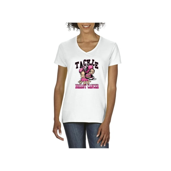 Normal is Boring - Women's T-Shirt V-Neck Short Sleeve, up to Women Size 3XL - Tackle Breast Cancer