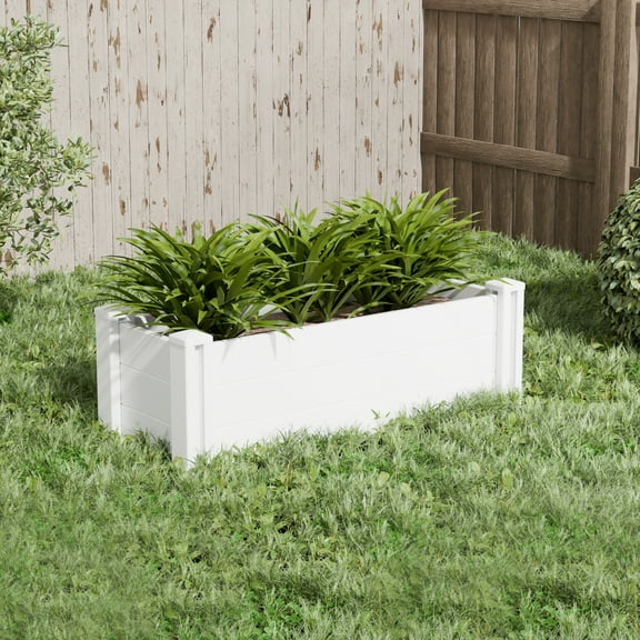 MAYEERTY 36x12in PVC White Rectangular Fence for Patio