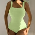 thumbnail image 6 of One Piece Swimsuit for Women Low Back Adjustable Straps Tie Back Solid ColorBathing Suit Spa Beach Swimwear (S, Green), 6 of 7