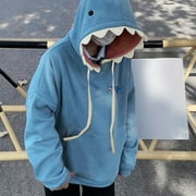 TrendOFT Womens Cute Shark Hoodies Cute Cartoon Animal Pullover Sweatshirts Long Sleeve Hooded Fall Tops For Teen Girls Streetwear Blue M
