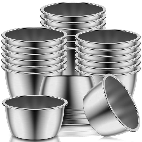 24Pcs Sauce Dipping Bowl Stainless Steel Mini Sauce Cups Easy to Access Dipping Sauce Container Clearly Dosed Small Sauce Bowls Easy to Clean Sauce Dish Portable for Parties