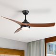 thumbnail image 2 of Sofucor 52 Inch Ceiling Fans with Lights Remote Control, Outdoor Ceiling Fan with Light Airflow 6000CFM 3 CCT Dimmable 3-Timer ABS 3 Black Blades, 2 of 13