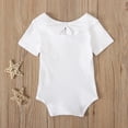 thumbnail image 2 of TOOYOU Girls Romper Baby Short Sleeve Solid Cute Ruffle Ribbed Knitted Jumpsuit Lightweight Playsuit Bodysuits For Toddler ,Size 18-24 Months White, 2 of 5