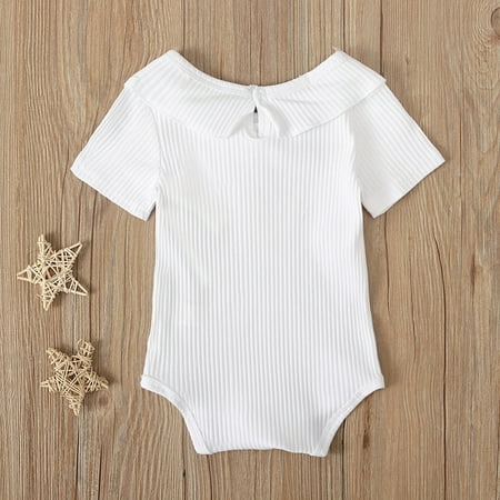 

TAIAOJING Baby Romper Girls Solid Cute Knitted Ribbed Ruffle Short Sleeve jumpsuit Girls Romper&Jumpsuit Onesie Outfit 6-12 Months