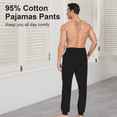 thumbnail image 6 of EA'S SECRET 100% Cotton Men's Breathable Pajama Pant Lightweight Lounge Pants Soft Sleep Pants for Men Sleepwear with Pockets Knit Jogger Sleep Comfy Pj Pant(Black&Gray,L), 6 of 7