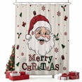 thumbnail image 2 of Christmas Santa Shower Curtain, Winter Xmas Snowflakes Tree on Linen Waterproof Fabric Shower Curtains with 12 Hooks, Bathroom Curtain Set for Bathroom Accessories Decor, 54 x 78Inches, 2 of 9