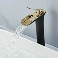 thumbnail image 4 of Large waterfall faucet with mixer tap 1 hole installation washbasin faucet black lacquered or chrome hot and cold basin faucet bronze, 4 of 5