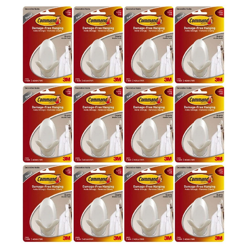 3M Command 17087Q Quartz Double Hook 3 Pound Weight Capacity Strong