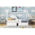 thumbnail image 3 of Twin XL to King Metal Twin Size House Platform Bed with 2 Drawers, White, 3 of 7
