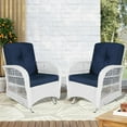 thumbnail image 7 of VIVIJASON 2-Piece Outdoor White Wicker Glider Rocking Chair, Patio Rattan Swing Glider Chairs with Cushions & Steel Frame, All-Weather Gliding Lawn Wicker Furniture for Garden Backyard, Navy Blue, 7 of 7
