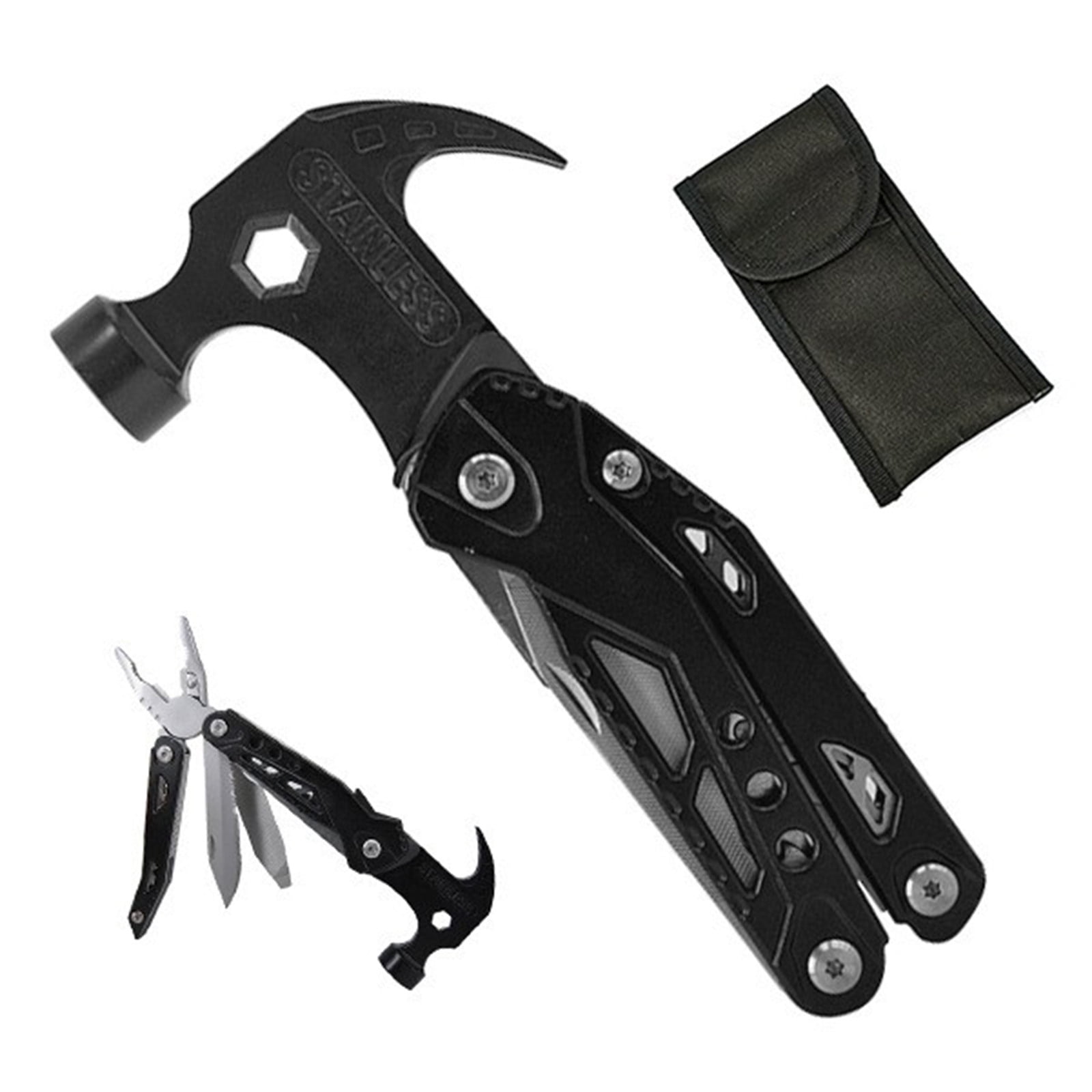 Survival Multitool Stainless Steel Folding Pocket Tool Knife Pliers Screwdriver Compact Portable Emergency Repair Camping Hiking Outdoor Travel Car Home Use Multi Function Gadget Tool