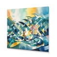 thumbnail image 2 of Designart "Language of Lines Blue and Orange I" Modern Geometric Metal Art Print, 2 of 5