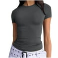thumbnail image 2 of Royisotas Casual Tops for Women Plus Size Tshirt Dark Gray Summer Short Sleeve Shirts for Women Plus Size Crew Neck Solid Color Tshirt Women, 2 of 7
