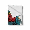 thumbnail image 2 of Tribal Soft Flannel Fleece Throw Blanket, Warrior Wolf Portrait with Feathers Animal Art, Cozy Plush for Indoor and Outdoor Use, 50" x 60", Teal White and Red, by Ambesonne, 2 of 6