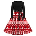 thumbnail image 1 of Felwors 2023 Noël Vintage Nouvelle Robe à Col Rond à Imprimé Mode à Manches Longues à Grande Ampleur, 1 of 2