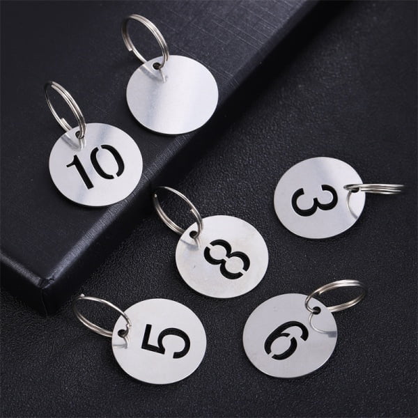 20 stainless steel key rings with hollow numbers 1 to 20