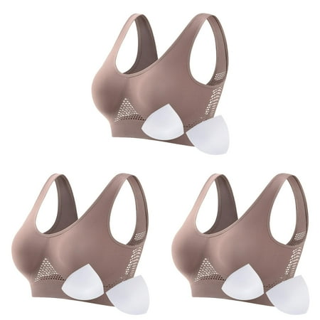 roof Womens Bra Running Fitness Yoga Vest Underwire Bras for Women Thin Padded No Wire Strapless Front Buckle Lift Bra Push Up Breathable ceangrtro Rose Gold (3Packs) Rose Gold (3Packs)
