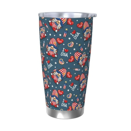

Zeuib Gnome Love USA Printed 20oz Stainless Steel Insulated Car Cup Stainless Steel Thermal Cup Vacuum Insulated Leak-proof Travel Mug Cup-Without Straw