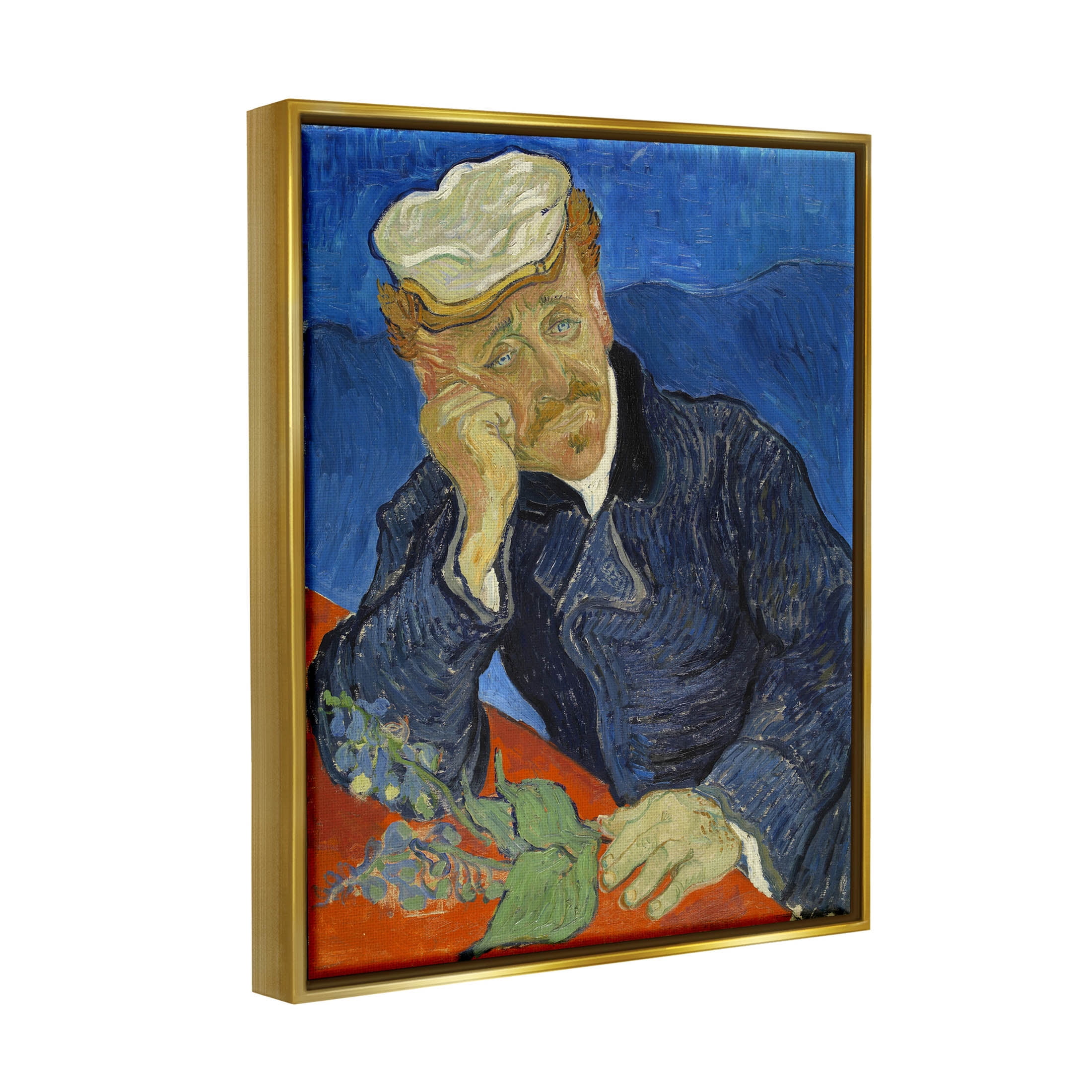 Dr Paul Gachet Van Gogh Portrait Botanical & Floral Painting Metallic Gold Framed Art Print Wall Art