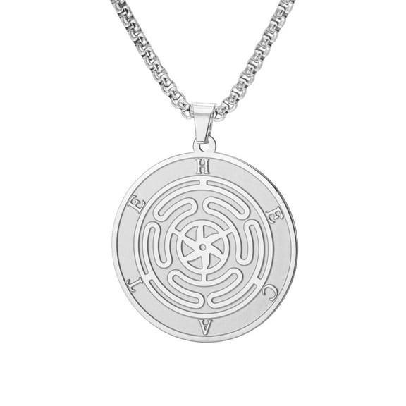 TEAMER Steel The Wheel of Hecate Pendant Necklace for Men Women Stainless Steel Wicca Jewelry