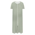 thumbnail image 3 of Women Zip Up Nightgown Short Sleeve Sleepwear Long Lounge Dress with Pockets Soft Cotton Loungewear Pajamas, 3 of 6