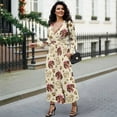 thumbnail image 4 of FKELYI Dachshund Dog Paw Print Womens Fall Maxi Dress V-Neck Long Sleeve Casual Dress with Pocket A-Line Flowy Tiered Dresses for Spring Winter, S, 4 of 6