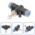 thumbnail image 3 of 5pcs Tube 6mm 1/4' One Touch Inline Flow Control Throttle Pneumatic Connector Adapter Air Fittings Joint (Black), 3 of 9