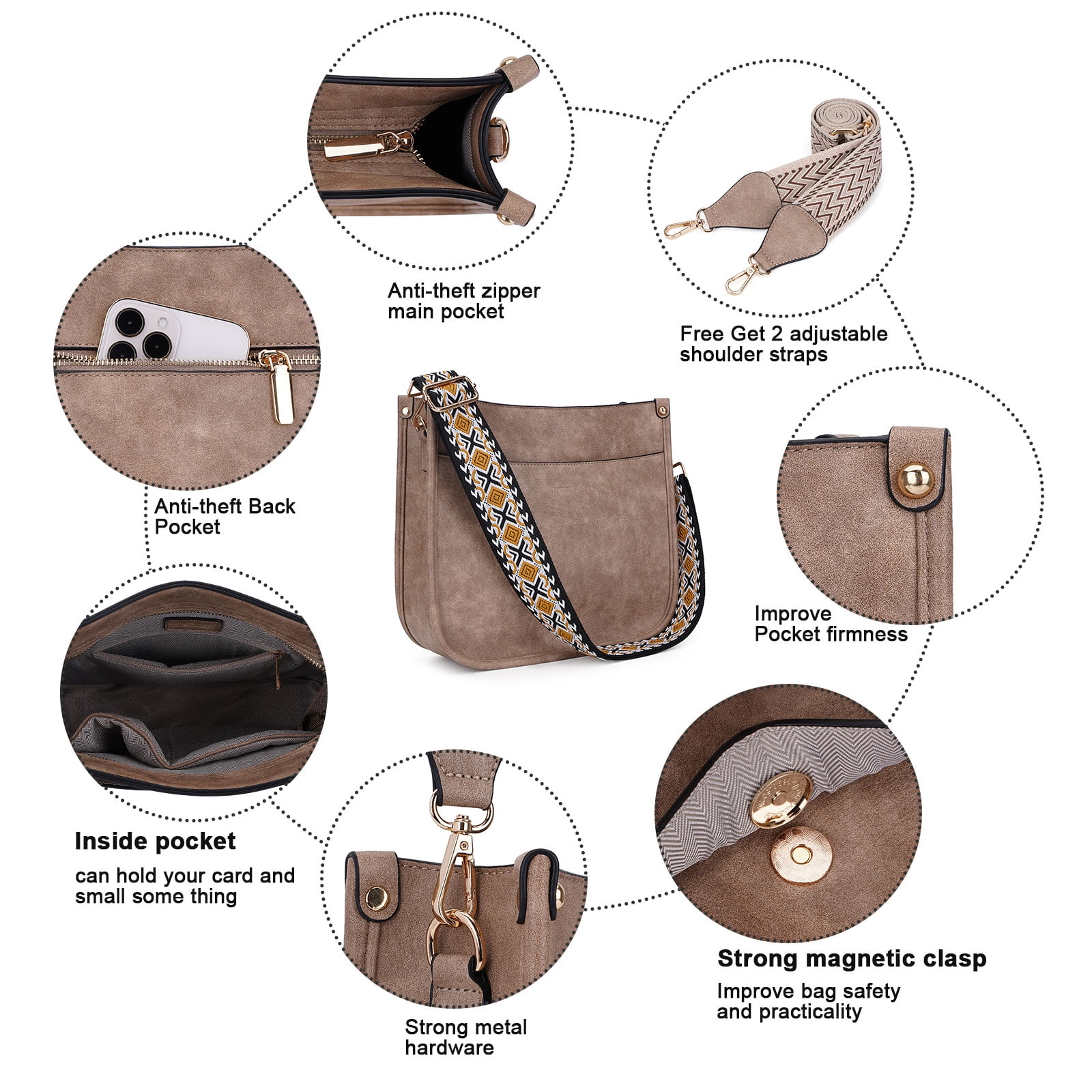  Crossbody Bags for Women Guitar Strap Purse Shoulder Hobo  Handbags Vegan Leather Designer Trendy Leopard Strap Bucket Bags :  Clothing, Shoes & Jewelry