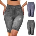 thumbnail image 3 of AherBiu Yoga Shorts for Women Printed Stretch Slim Fitted Bikers Shorts High Waisted Knee Length Workout Pants, 3 of 8