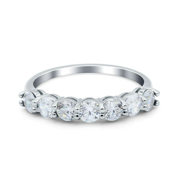 Art Deco Half Eternity Stackable Ring CZ 925 Sterling Silver Size 4