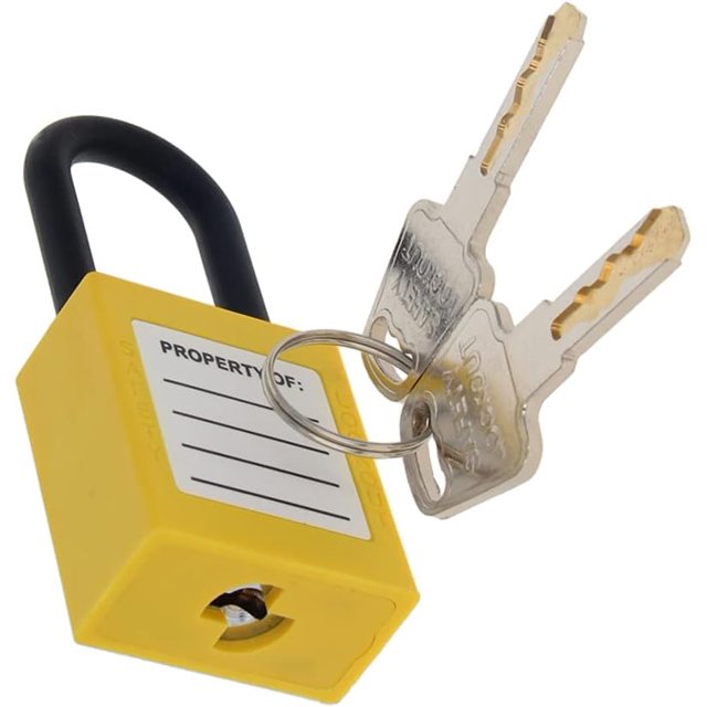 Wekity 6mm Lockout Tagout Locks Safety Padlock Loto Locks Keyed Differently PA Lock Out Tag Out Steel Shackle Small Luggage Padlocks Yellow 2PCS-0621