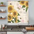 thumbnail image 5 of Sunflower Sheer Curtains 54 Inches Long, Farmhouse Floral Bee Brown Vintage Pink Yellow Light Filering Curtains, Breathable Simi Curtain Privacy Drapes for Kitchen Bathroom Small Window Treatment, 5 of 9