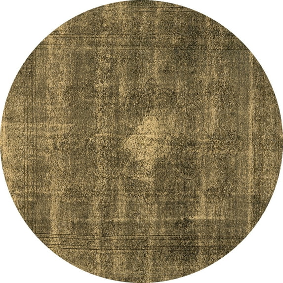 Ahgly Company Indoor Round Oriental Brown Industrial Area Rugs, 3' Round