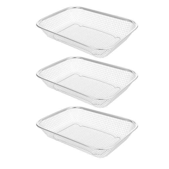 CRILSTYLEO Rectangle Mesh Strainer, Stainless Steel, Efficient Drainage, Kitchen Storage, 3Pcs