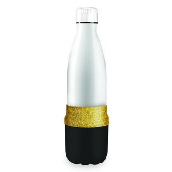Wild Eye 12.5" Blanc et Or Scintillant Insulté Porte-Vin Portable avec des Tasses Noires