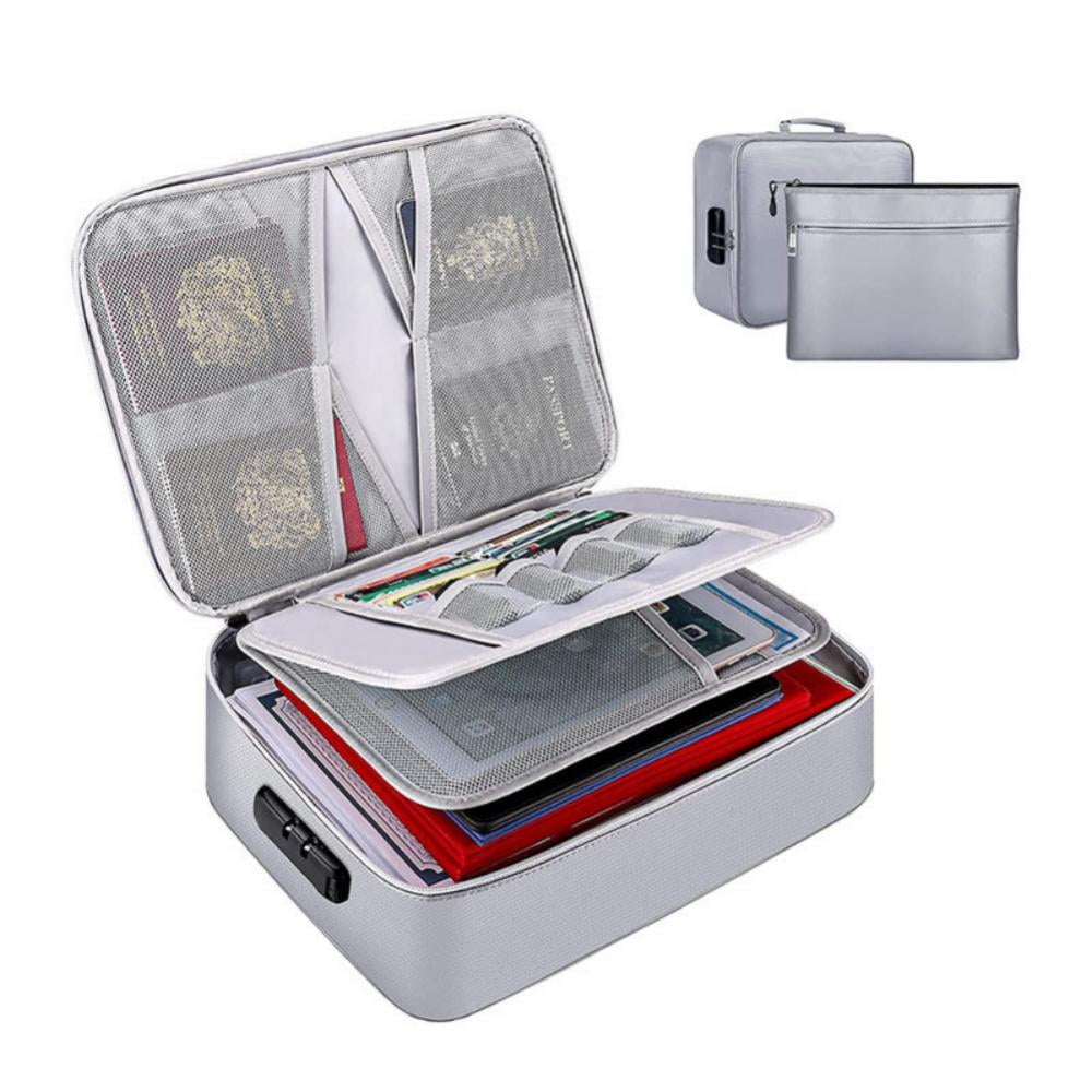 Fireproof Document File Bag Cash Cards Money Storage Handbag Portable Waterproof 