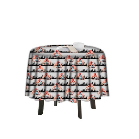 

eloria Abstract Printed Round Table Cloth Resistant Washable Decorative Table Cover for Dining Table