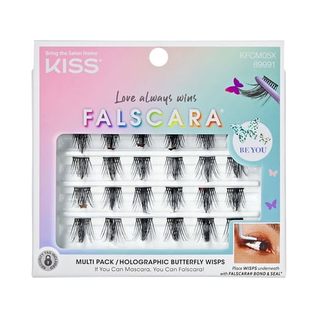 KISS Falscara Limited Edition Pride Eyelash Wisps, Black, 24 Holograph Butterfly Wisps