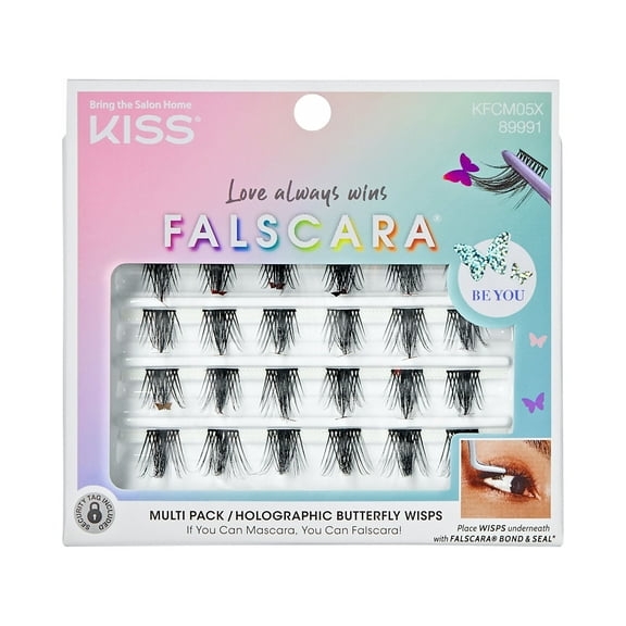 KISS Falscara Limited Edition Pride Eyelash Wisps, Black, 24 Holograph Butterfly Wisps