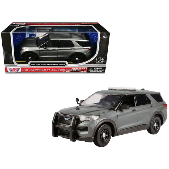 2022 Ford Police Interceptor Utility Unmarked Gray Metallic "Builder's Kit" 1/24 Diecast Model Car by Motormax