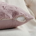 thumbnail image 2 of Home Soft Things Serenta Jacquard Rabbit Faux Fur Throw Pillow Covers 2 Piece Set, 14" x 26", Pink, 2 of 6