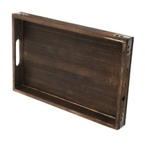 MLINS Wooden Tray Decorative Coffee Table Tray Snack Serving Plate with Double Handles