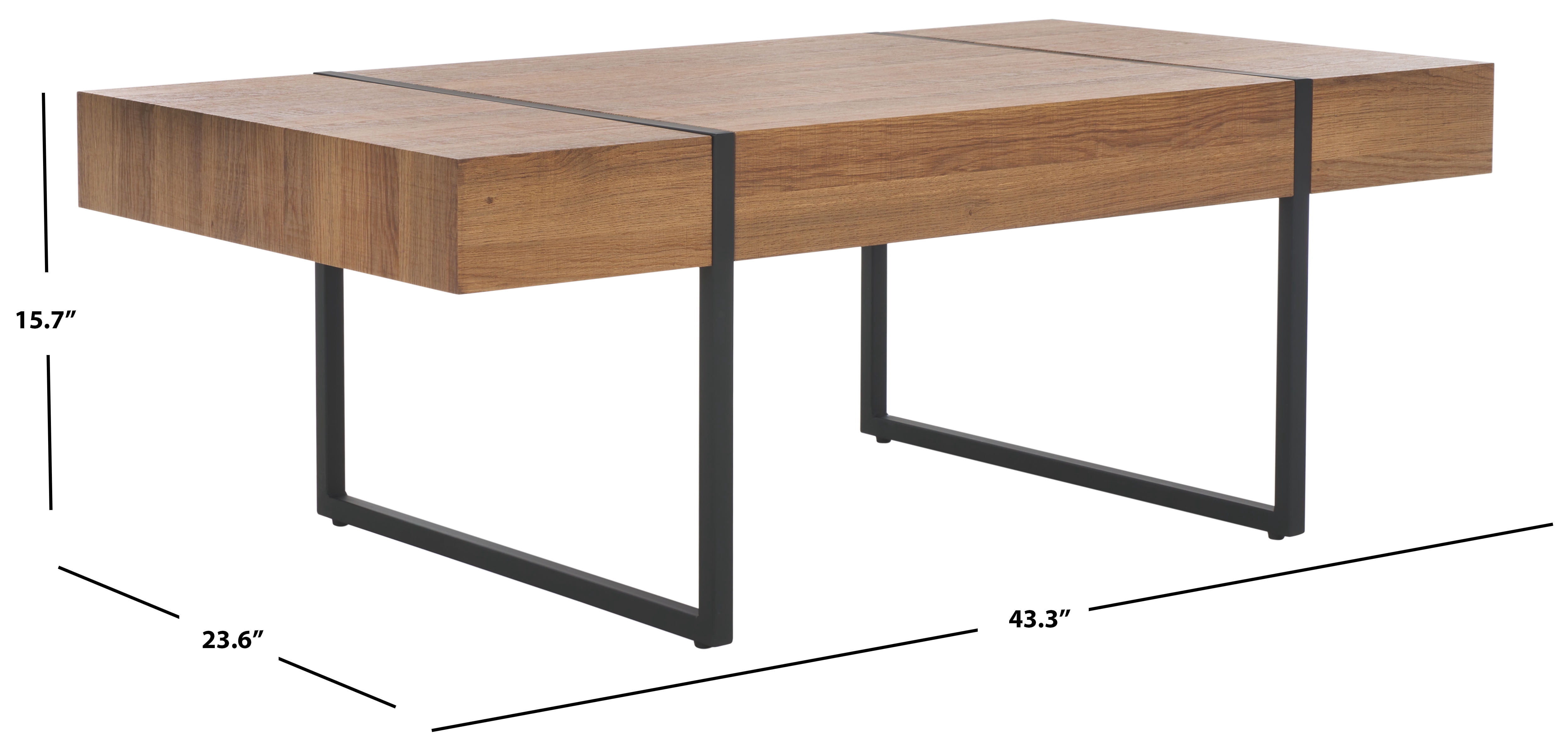 SAFAVIEH Tristan Contemporary Wood Coffee Table, Natural Brown Top/Black