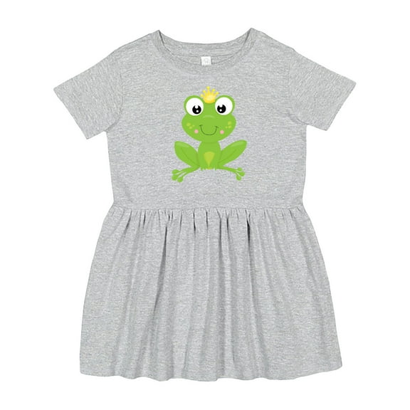 Inktastic Cute Frog, Green Frog, Crown, Frog Prince Girls Toddler Dress